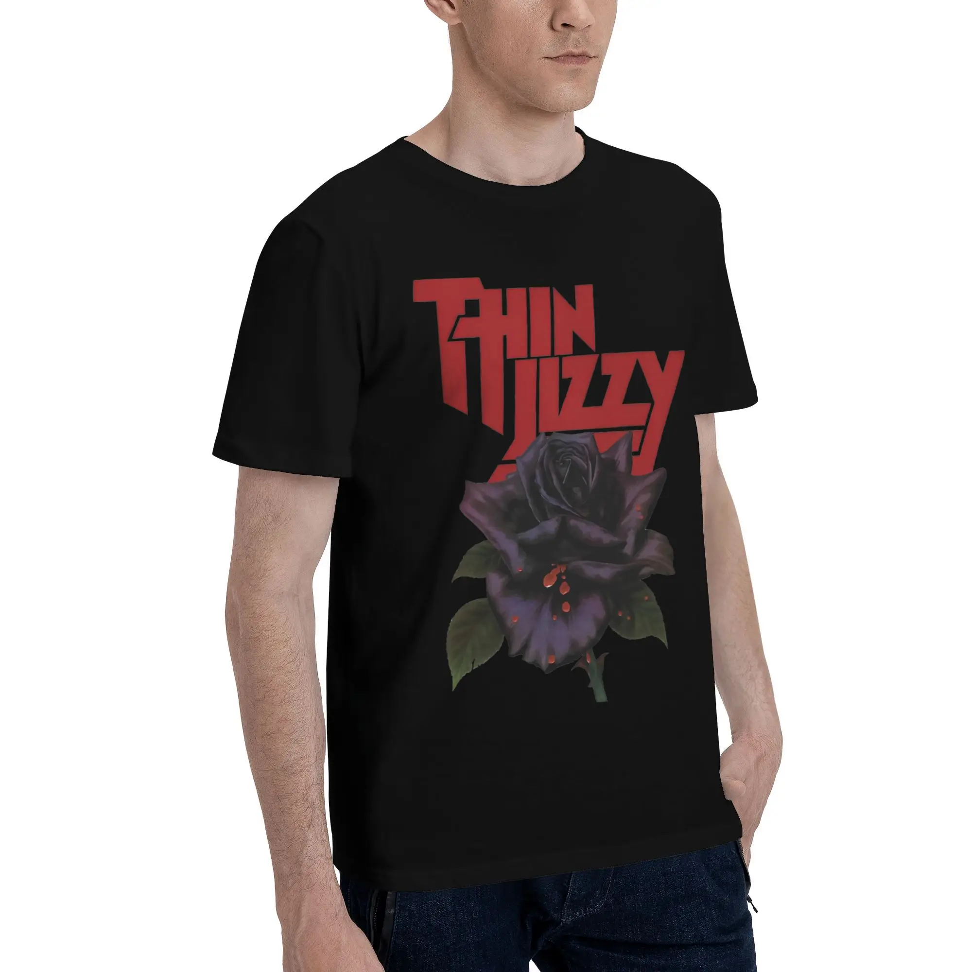 Новая тонкая футболка Lizzy с черной розой футболки в стиле Харадзюку забавные топы