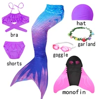 2022 christmas new kids girls mermaid tails with fin swimsuit bikini bathing suit dress for flipper monofin anime clothes