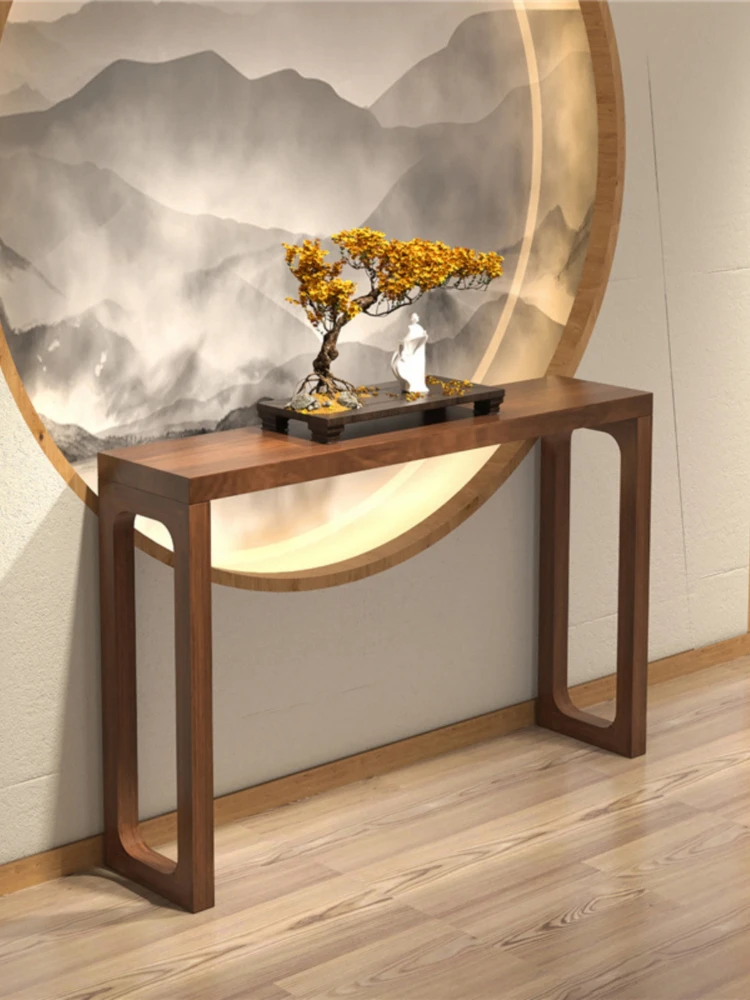 Входной стол в новом китайском стиле размещается на стене при входе дом