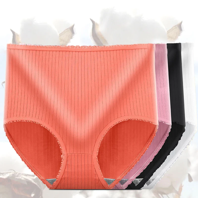

Женские сексуальные трусики с высокой талией, хлопковое нижнее белье, женские антибактериальные дышащие трусы, Женские однотонные брифы