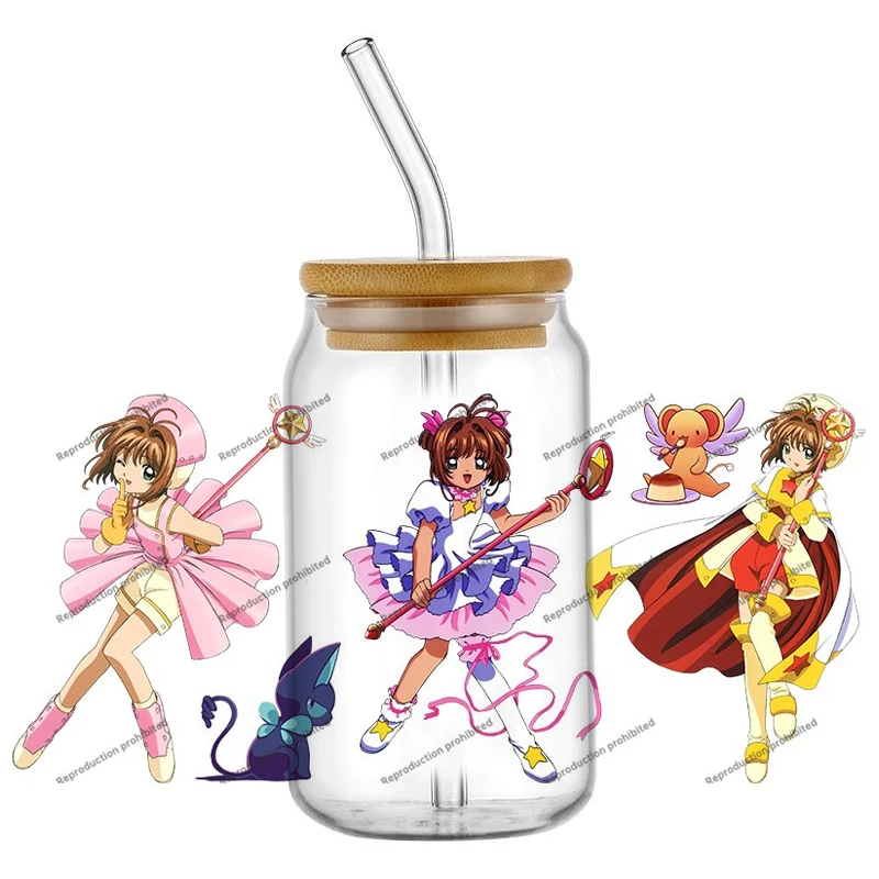 Фото Хит продаж: Модные креативные наклейки-декали Kawaii Sakura Anime 16oz UV DTF 3D для стаканов и кружек, для рукоделия и DIY №4