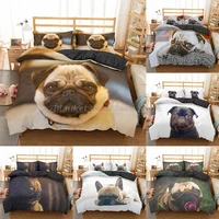 2021 3d pug dog bedding set cute animal duvet cover queen king size pug dog bedding set child adults quilt cover bed linen