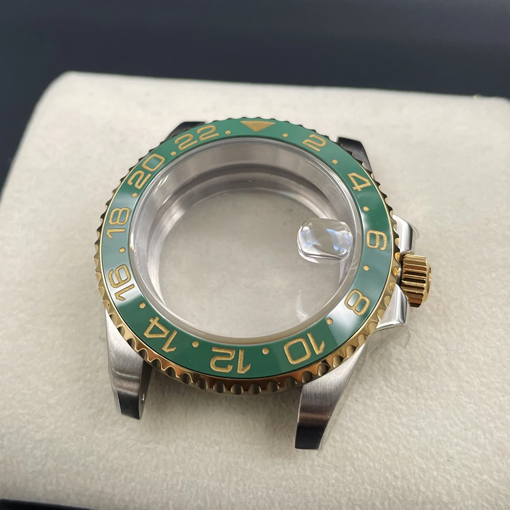 

Classic Submariner Diver's Case 40mm GMT Ceramic Bezel Inserts with Sapphire Crystal Window Modified Watch Replacements Parts