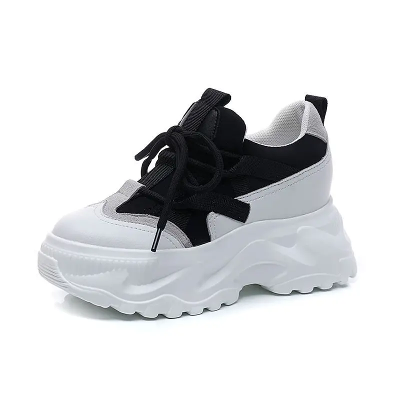 

New Women Lace-up Chunky Sneakers Designer White Dad Shoes High Platform Ulzzang Mesh Shoes Summer Breathable Casual Sport Shoes