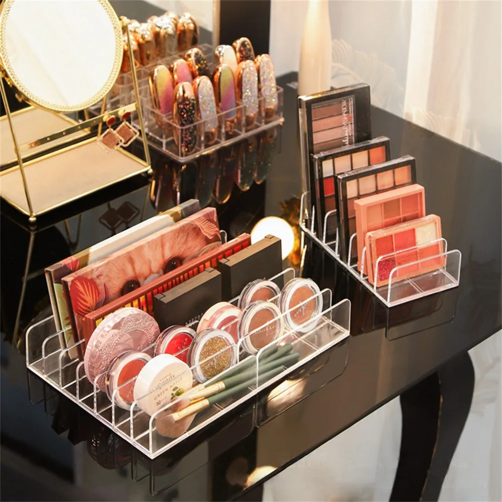 

Jewelry Box Rack Display Rack 7 Cells Transparent Plastic Powder Blusher Dresser Show Lipstick/sunglasses Frame Desktop Manager