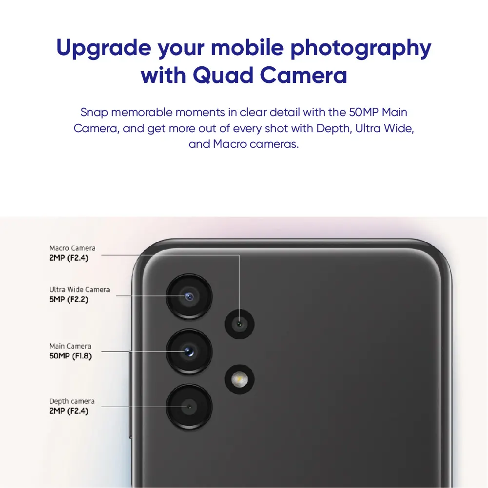 Samsung Galaxy A13 A135F-DS Android 12 Smartphone Exynos 850 Octa-core 5000mAh Battery 15W Fast Charge Mobile Phone Cellphone