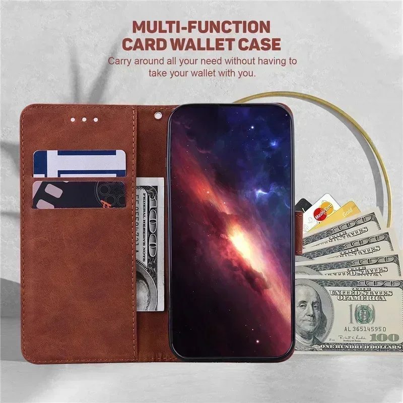 Фото Чехол Etui S24 FE S24 Ultra для Samsung Galaxy S24 S24Plus Galaxi S24+ S24fe Чехлы с магнитным геометрическим текстильным кошельком и книгой №3