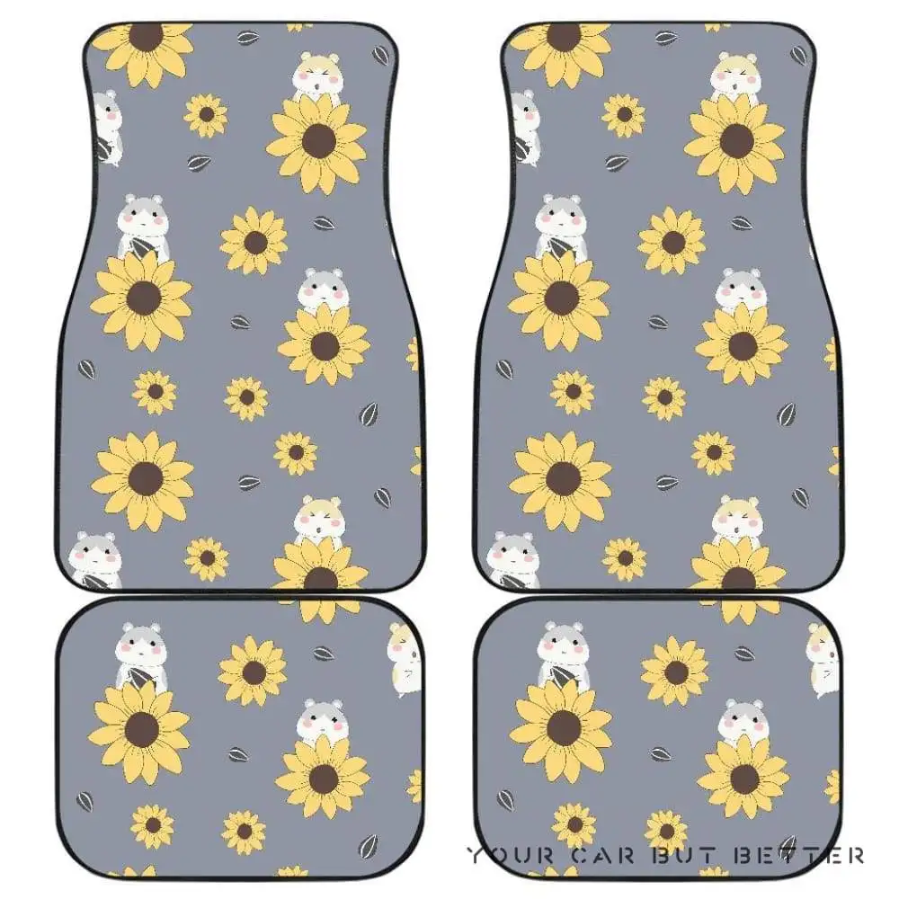 

Cute Hamster Sunflower Pattern Background Front And Back Car Mats 045109