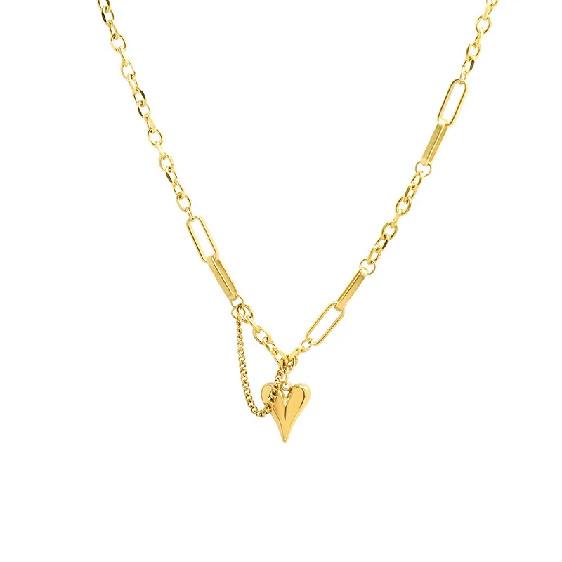 

Stainless Steel Womens Jewelry Simple Small Heart Clavicle Necklaces For Girls Birthday Gifts Korean Accessories Free Shipping