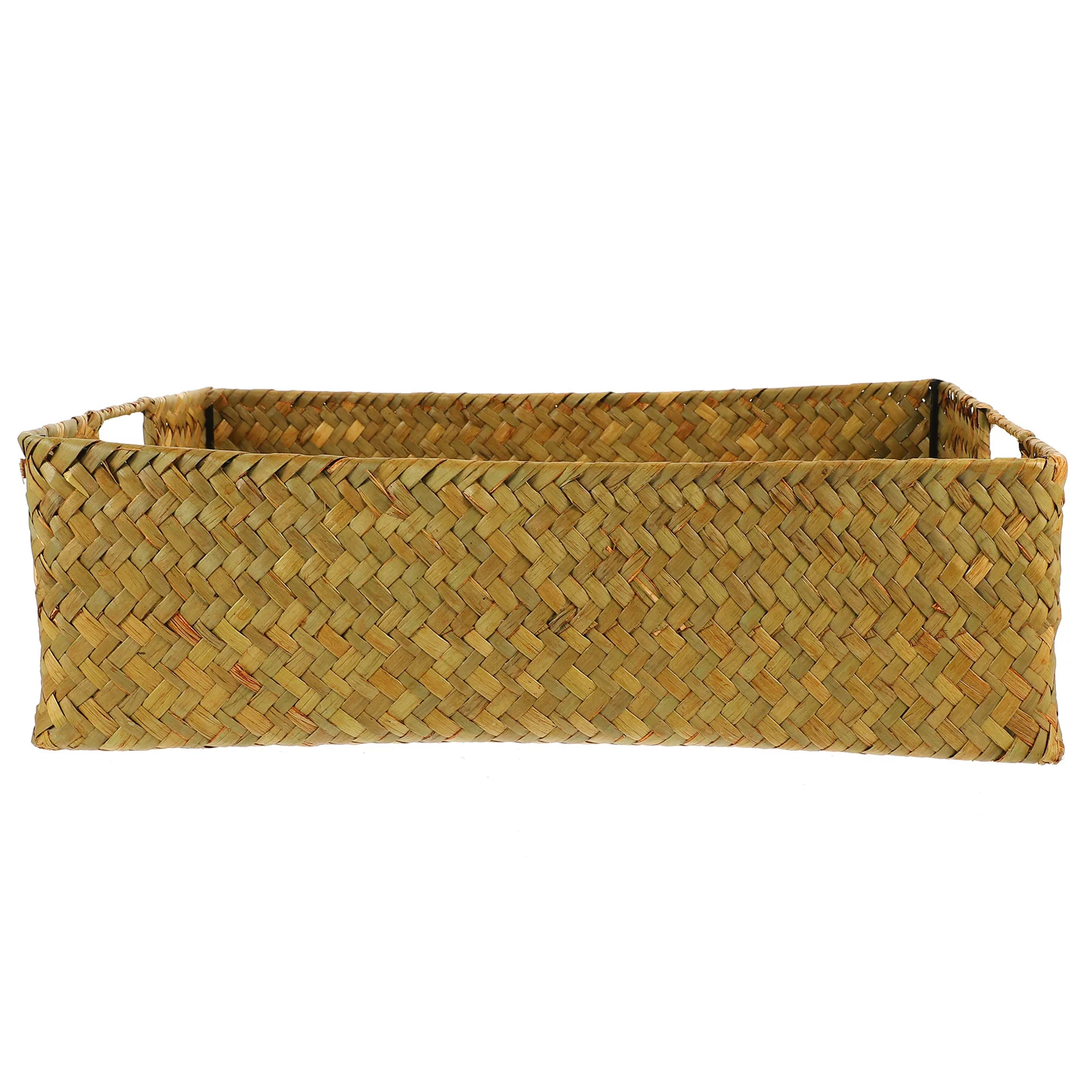 

Storage Basket Snack Tray Lid Seaweed Bin Garlic Straw Handwoven Rectangular Child