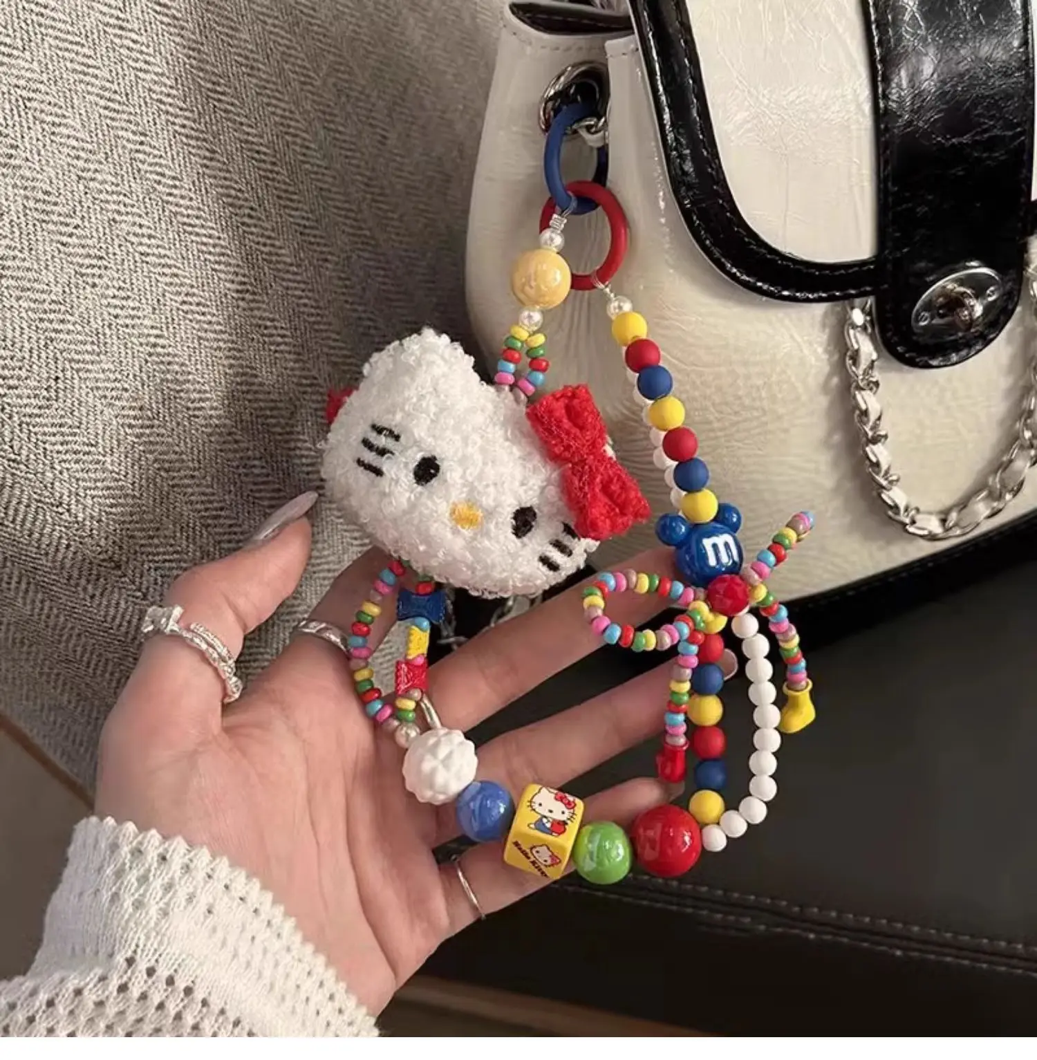 Милый Sanrio Гавайи Hello Kitty брелок из бисера мультфильм плюшевый ремешок для