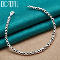 doteffil 925 sterling silver 4mm smooth beads ball chain bracelet for women fashion wedding engagement party charm jewelry