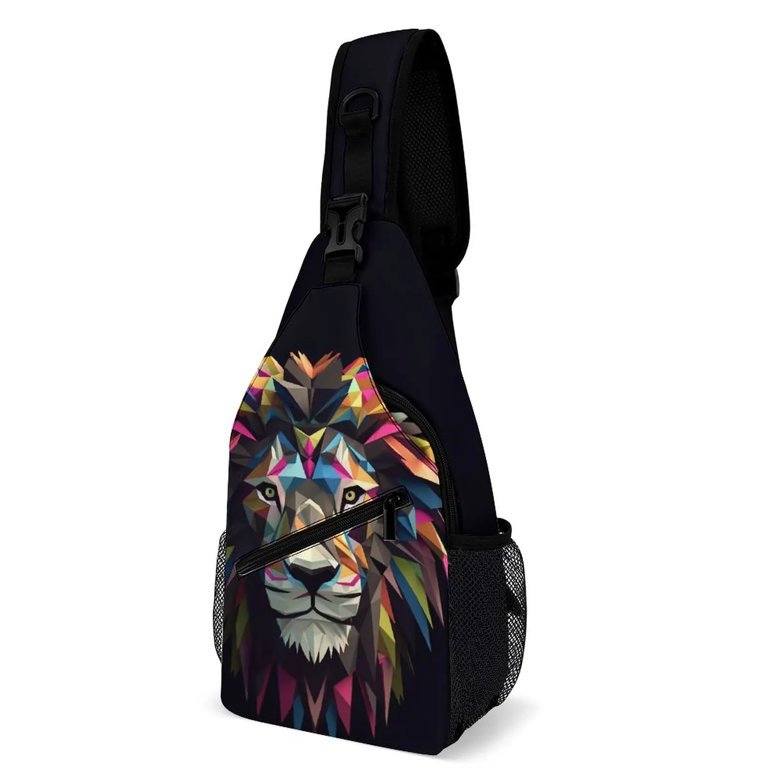 

Lion Chest Bags Men Paper Art Geometric Print Shoulder Bag Streetwear Phone Small Bag Travel Outdoor Style Sling Bags