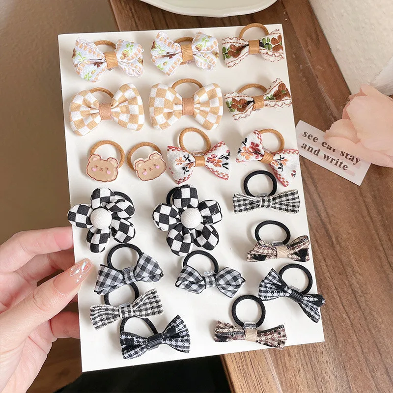 

10Pcs/Lot Sweet Hair Band Girls Hair Ties Bows Elastic Rubber Band Flower Small Ball Scrunchies Baby Kids Hair Accessories