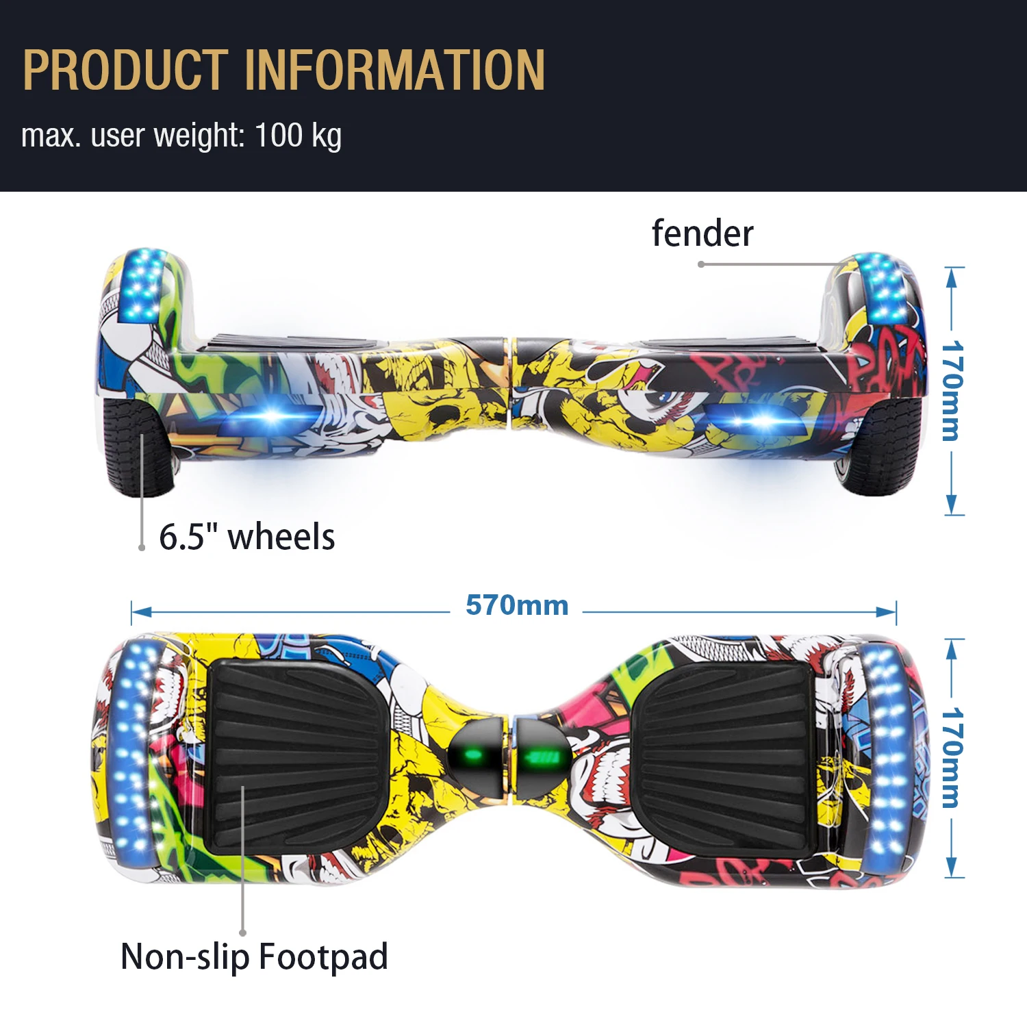 Недорогой Ховерборд 6 5 Электрический скутер граффити хип-хоп