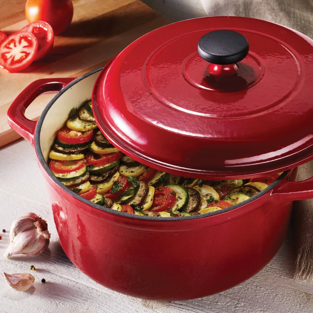 

Tramontina Enameled Cast Iron 6.5 Quart Round Dutch Oven, Red