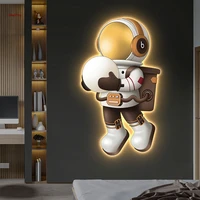 cartoon astronaut indoor painting led wall hanging lamp suitable for childrens room study entrance home decoration fixed lamp