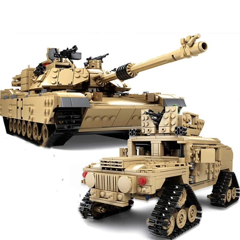 Original KAZI World War II US M1A2 Heavy Tank Assembly Building Block Hummer Model Adult Difficulty Children's Birthday Gift