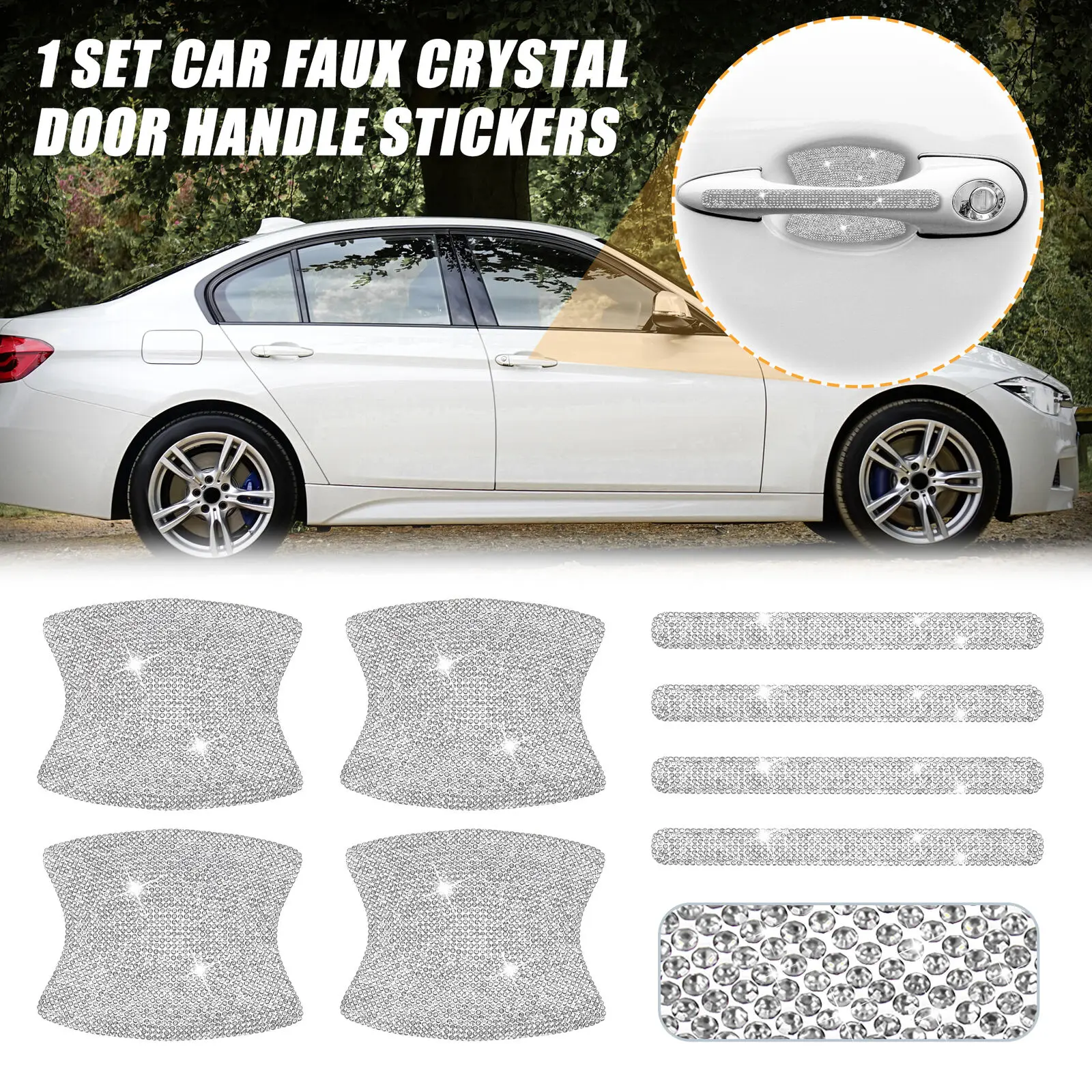 

Universal Car Faux Crystal Handle Door Bowl Protection Film Stickers For Toyota Volkswagn Car Accessories Car Stickers