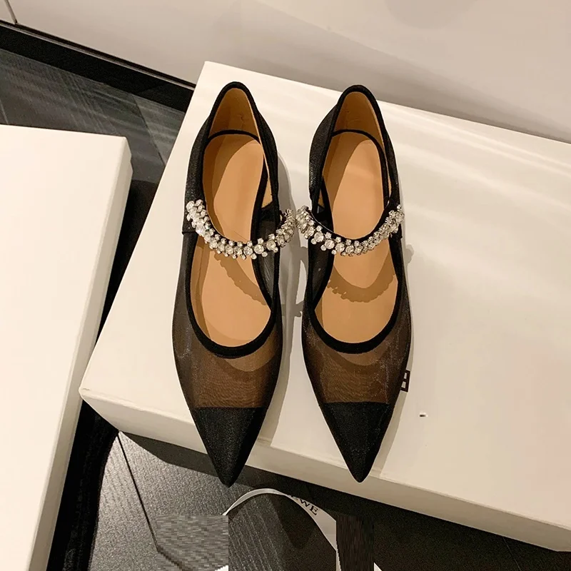 

on Breathable Slip Women Ballet Pointed Toe Rhinestones Daily Flats For Spring Summer Elegant Ladies Footwear