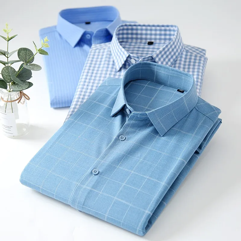 

Рубашка мужская однотонная клетчатая, с длинным рукавом, на пуговицах