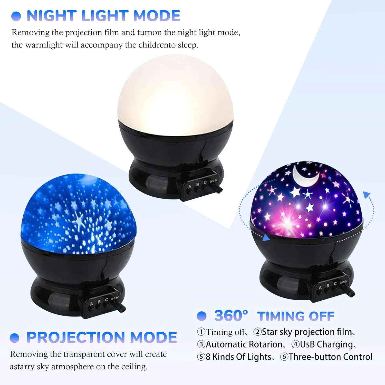 Потрясающая вращающаяся лампа со звездами улучшает декор для детской спальни с