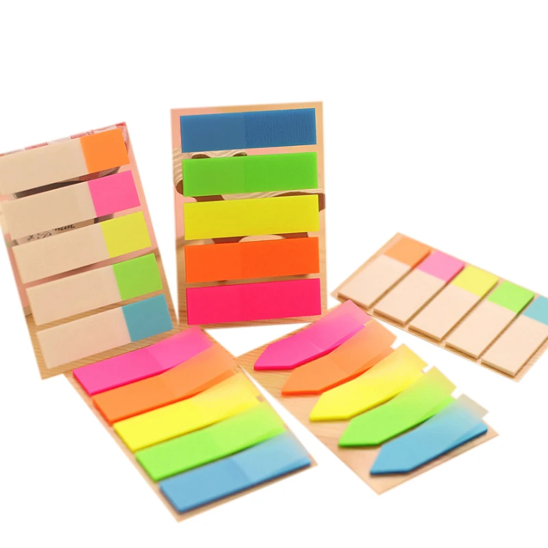 

1pack/lot Transparent Fluorescence 5 Candy Colors Self Adhesive Memo pad sticky Notes Message Label sticker Office School supply
