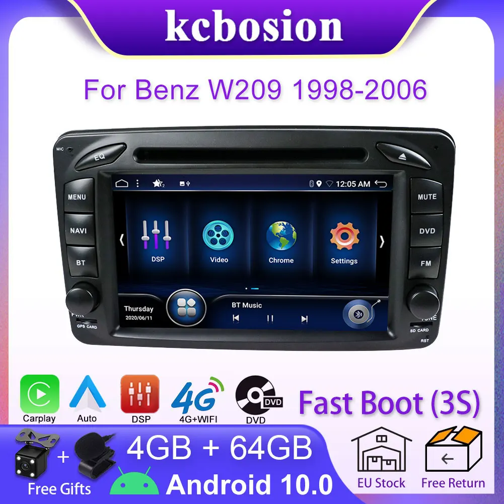 

Android 10.0 DSP CarPlay Car Radio Multimedia Player For Mercedes Benz CLK W203 W208 W209 W210 W463 Vito Viano 2 din GPS Navi BT