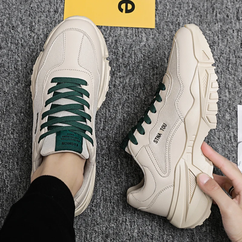 

Повседневная кожаная обувь для мужчин, мягкие кроссовки на плоской подошве для скейтборда и вождения, уличные спортивные кроссовки на шнур...