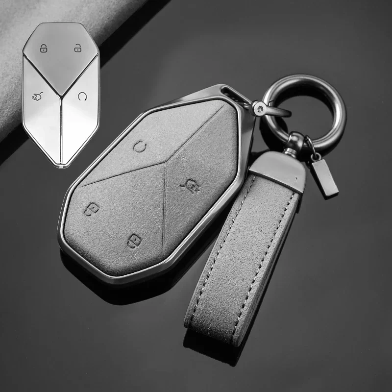 Подходит для BYD Leopard 5 2023 цинковый сплав + замша чехол дистанционного ключа