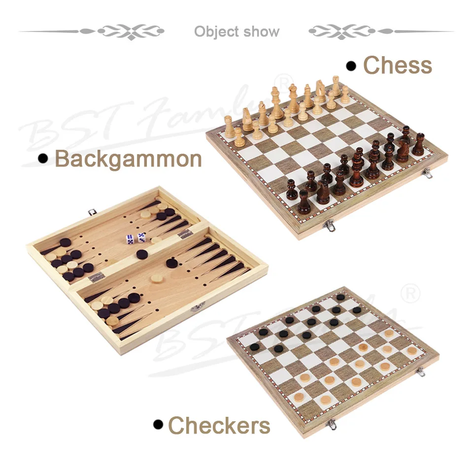 Деревянные шахматы Нарды Шашки 3 в 1 шахматный набор дорожная шахматная игра