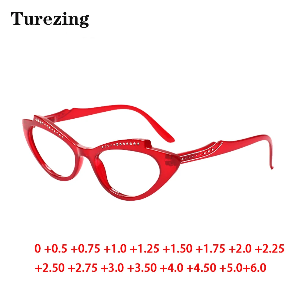 

Turezing Women's Fashion Cat Eye Frame Design Metal Hinges Comfortable Prescription Glasses HD Decorative Reading Eyewear 0-+600