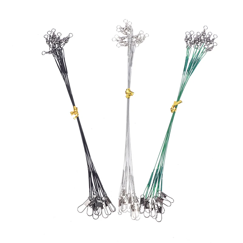 

Набор из 10 стальных лески для поводка с поворотной плетеной плавающей леской для ловли карпа, рыболовные аксессуары, снасти, принадлежности 15 см