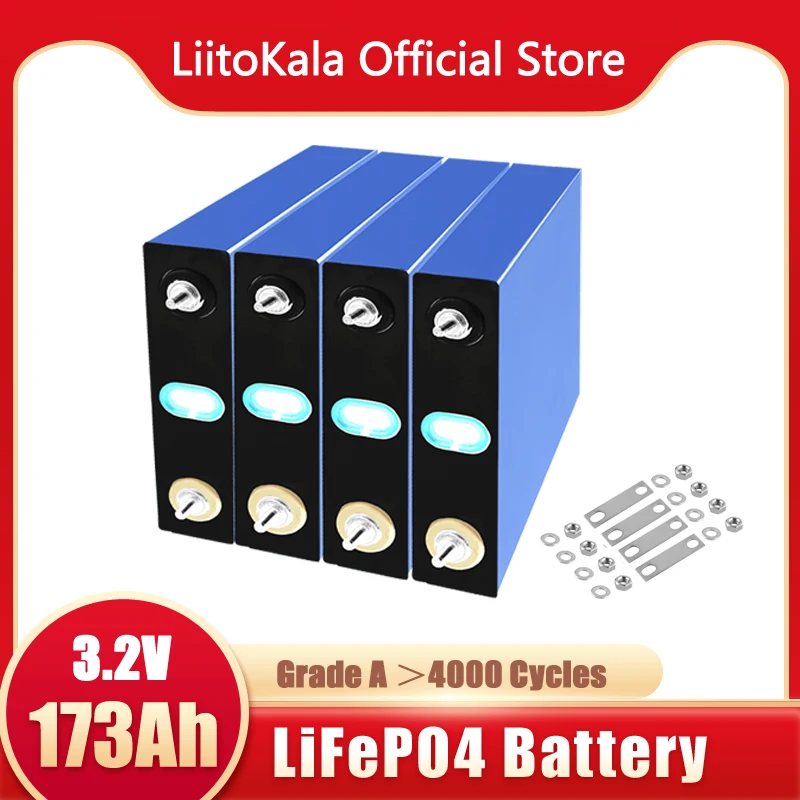 

4-32pcs LiitoKala EVE 3.2V 173Ah Lifepo4 Battery pack high current car Cells diy 12V 24V 180Ah Solar energy storage RV golf car