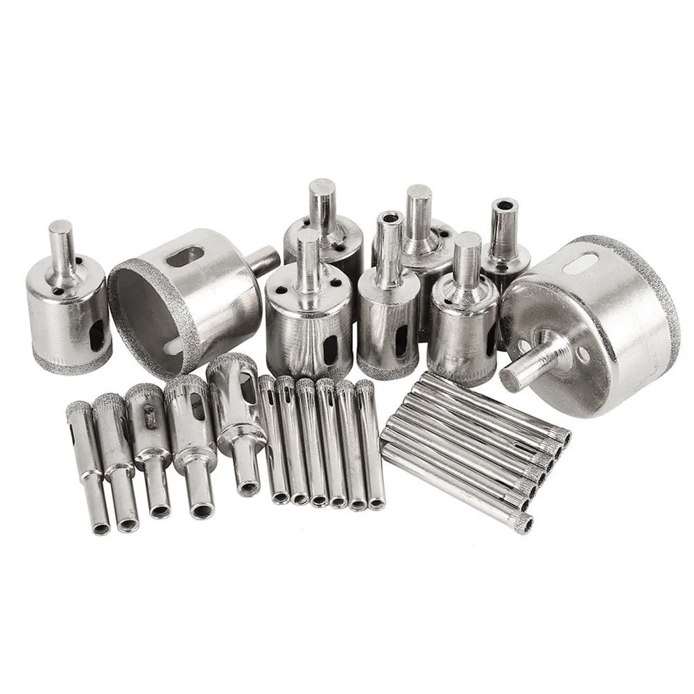

28pcs/set Diamond Drill Bit Hollow Drill Hole Saw Bit 6-50mm For Marble Tile Glass Glass Hole Saw