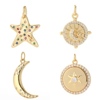 multicolour pentagram charm for jewelry making women pendant necklace earrings diy crafts accessories cz zircon moon charms 2022