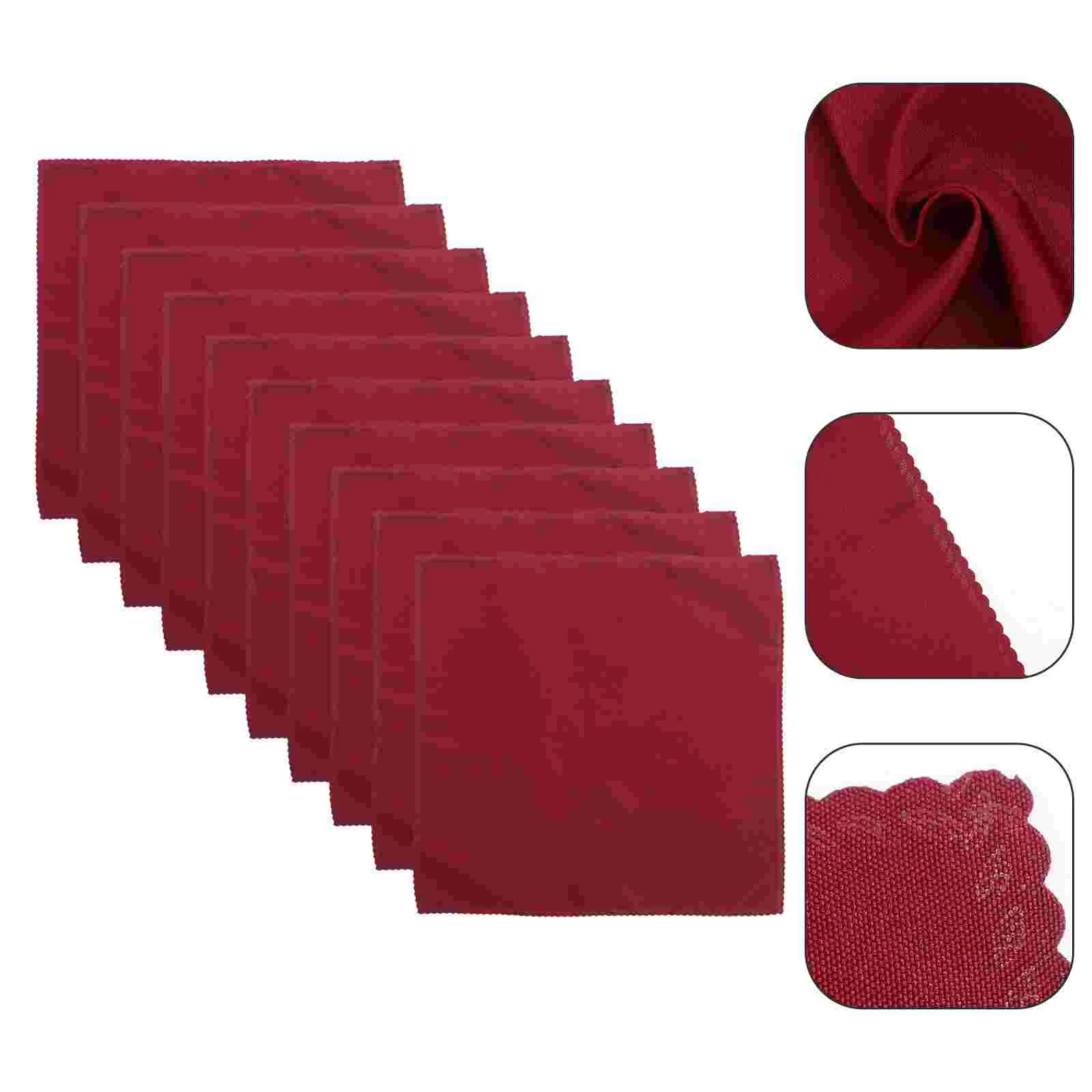 

10 Pcs Crimson Born Cloth Napkins Dark Red Cocktail Restaurant Square Guest Polyester Decorative