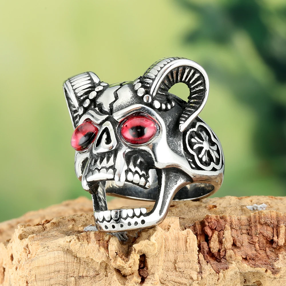 2024 Европейская и американская мода ретро серебряный цвет дьявол сатана череп