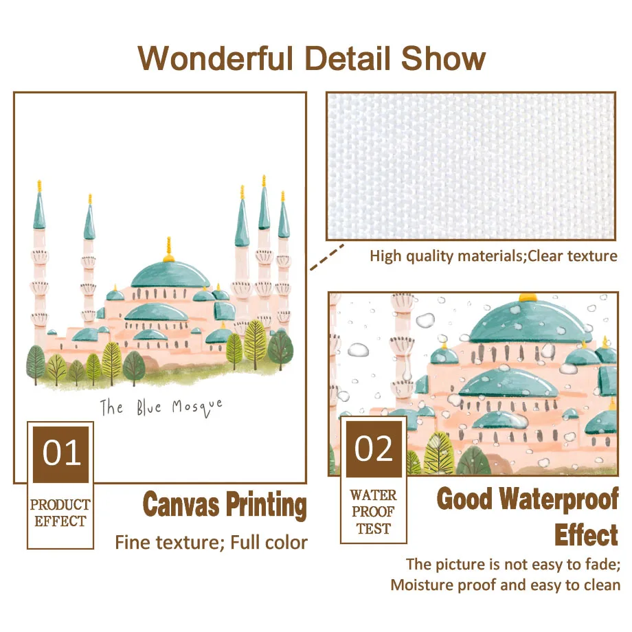 Мусульманская Настенная картина Детские принты Голубая мечеть благословение
