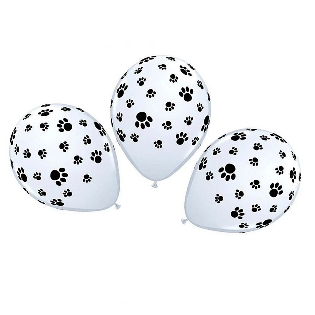 

Balloons Paw Dog Print Latex Party White Inch Birthday Puppy Black Wedding