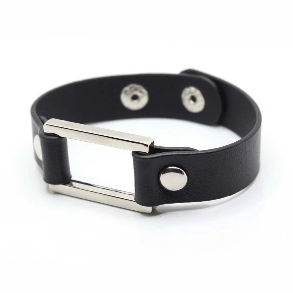Женский черный браслет из искусственной кожи с пряжкой 2024