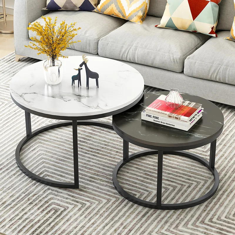 

2 in 1 Living Room Coffee Tables wooden combination furniture round Two-tone Tea table adjustable sturdy Storage table mx9071101