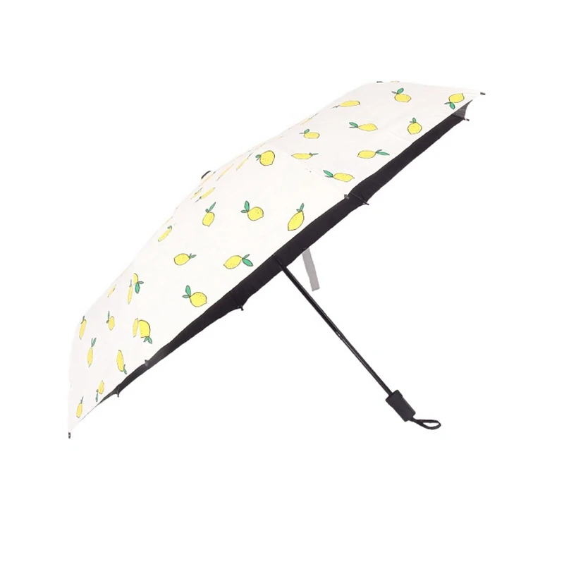 

Folding Umbrella Ultraviolet Sunscreen Women Outdoor Waterproof Lemon Printed Parasol Pocket Mini Umbrella Windproof