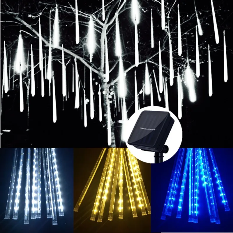 

Solar LED Meteor Shower Rain Lights Holiday String Lights Waterproof Garden Light 8 Tubes 192 Leds Christmas Wedding Decoration