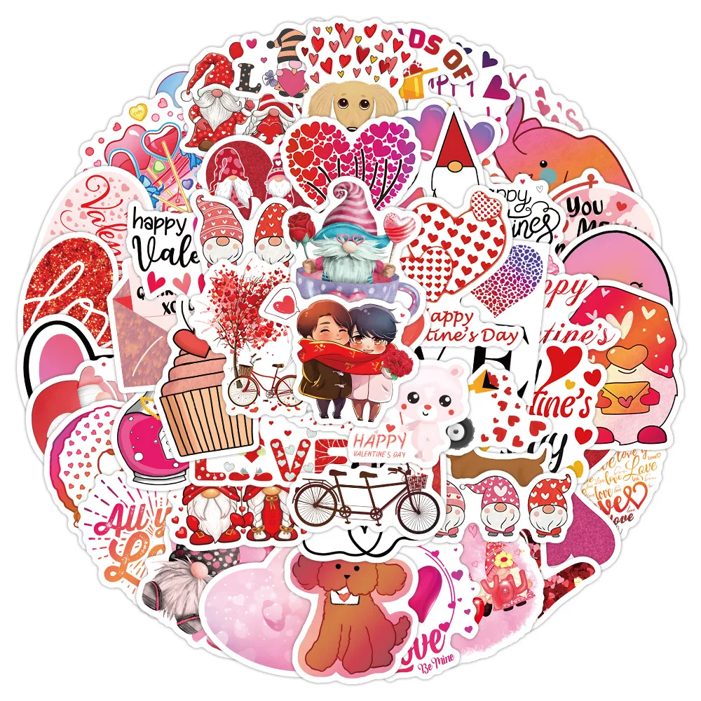 

10/50Pcs LOVE Stickers For Notebook Laptop Scrapbooking Material Adesivos Pink Stickers Vintage Valentine's Day Craft Supplies