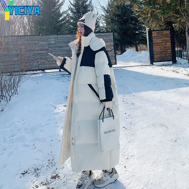 YICIYA Bomber Women Long Thicken Down Coat Brown Parkas Windbreaker Warm Winter 2022 Woman Long Sleeves Jackets Bombers Coats