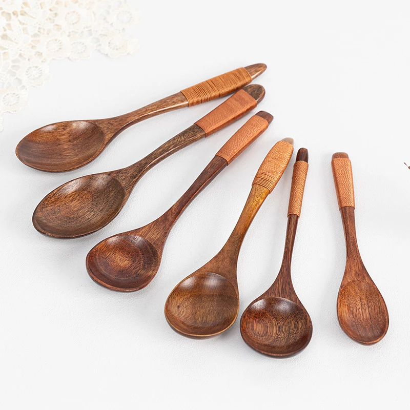 

Natural Wooden Spoon For Eating Mixing Stirring Cooking Wood Soup Spoons Long Handle Spoon Tableware Teaspoon Kitchen Utensil