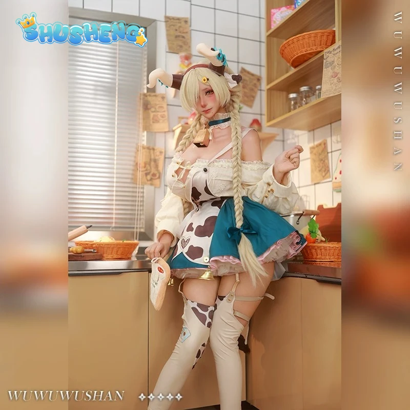 Фото Новый милый костюм коровы Овари из Azur Lane для косплея, комплект для девочек, на Хэллоуин, карнавал, на каждый день, платье Овари №1
