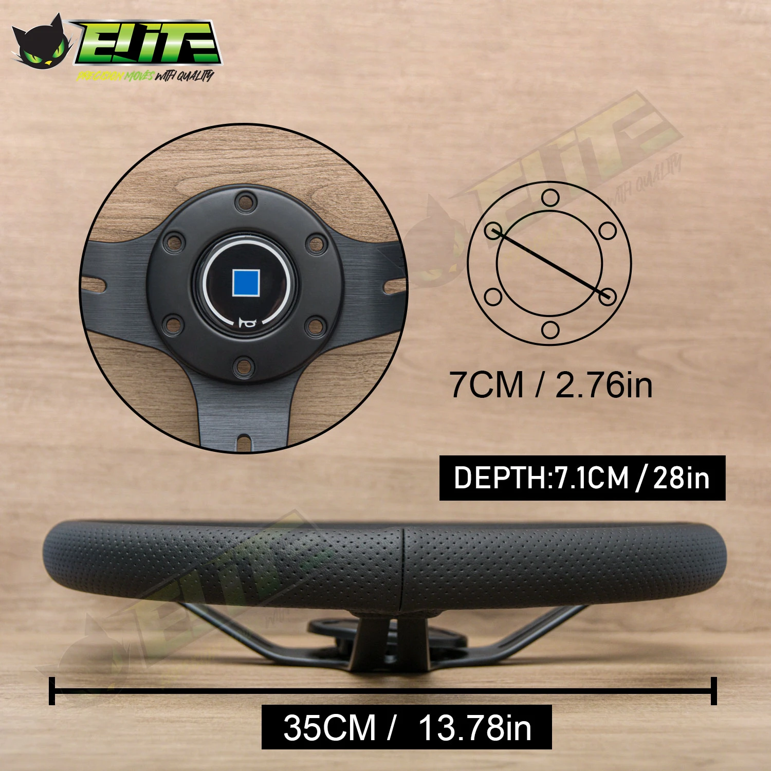 Черный кожаный руль JDM ND 350 мм для гонок спортивный игровой