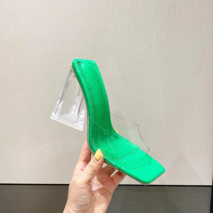 

2022 NEW Summer Europe and The United States New Thick High Heel Crystal with Slippers Sexy Women's Shoes Sandals